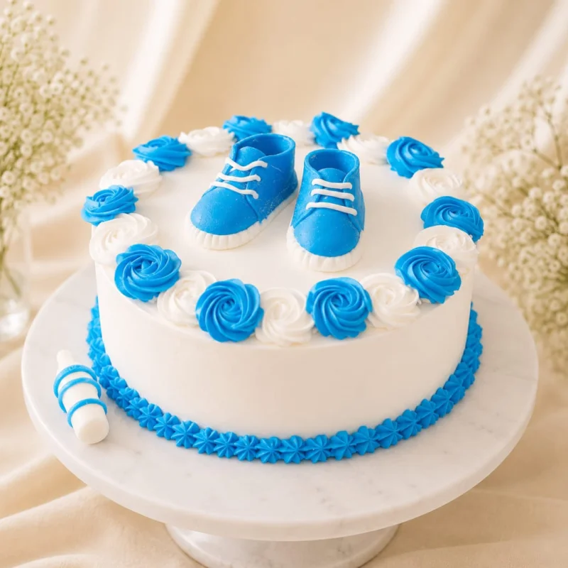 Blue Baby Booties Cake