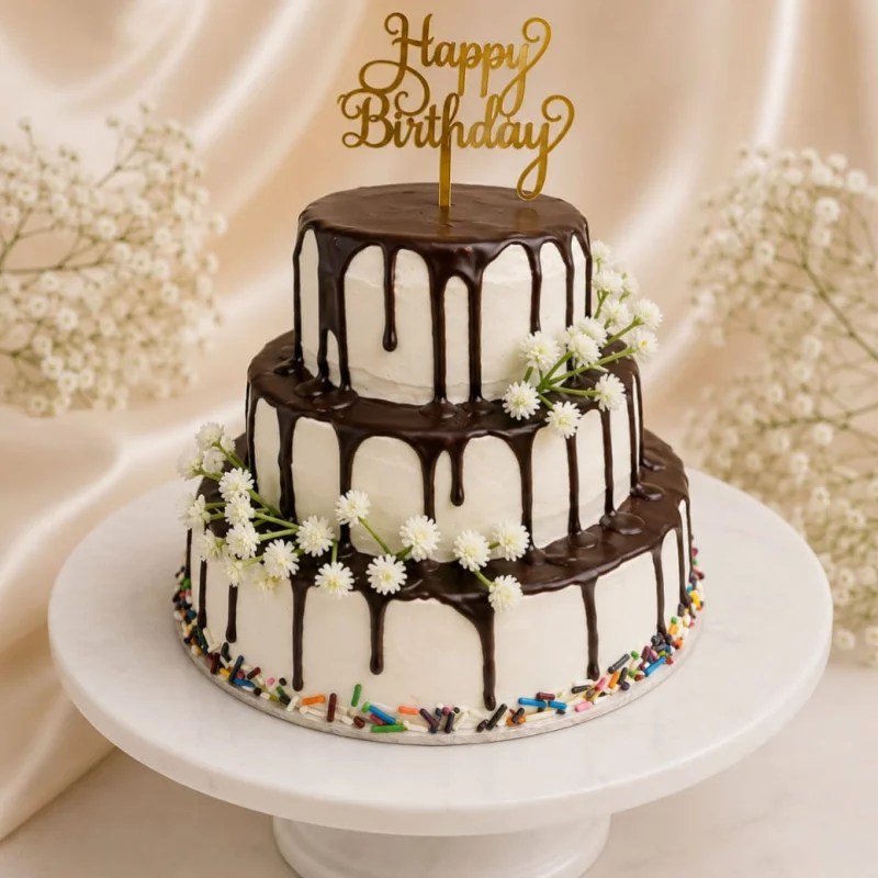Triple Chocolate Drip Celebration Cake