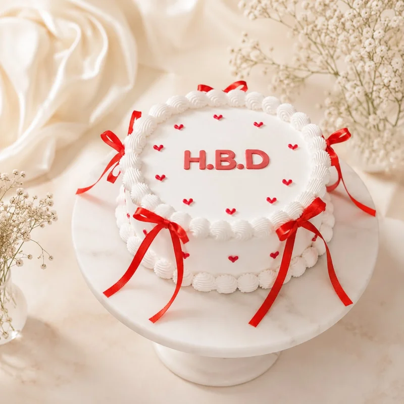 Scarlet Ribbon Heart Cake