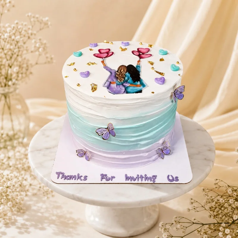 Forever Friendship Heart Balloons Cake
