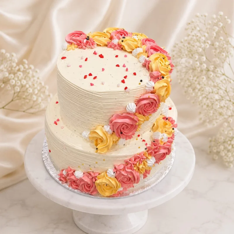 Blush Rosette Celebration Cake
