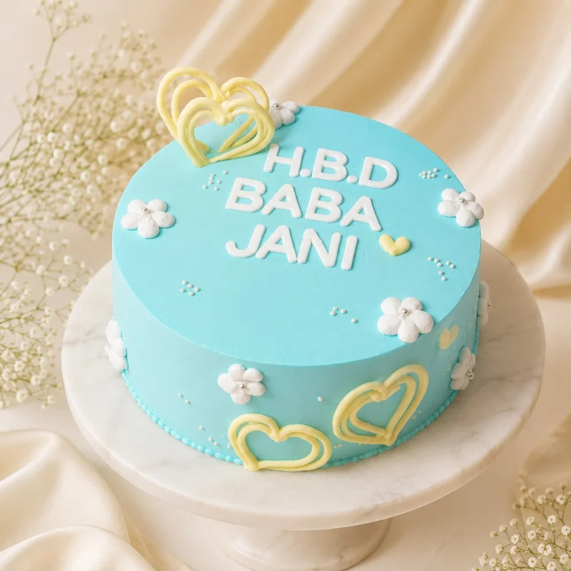 Blue Heart Blossom Cake
